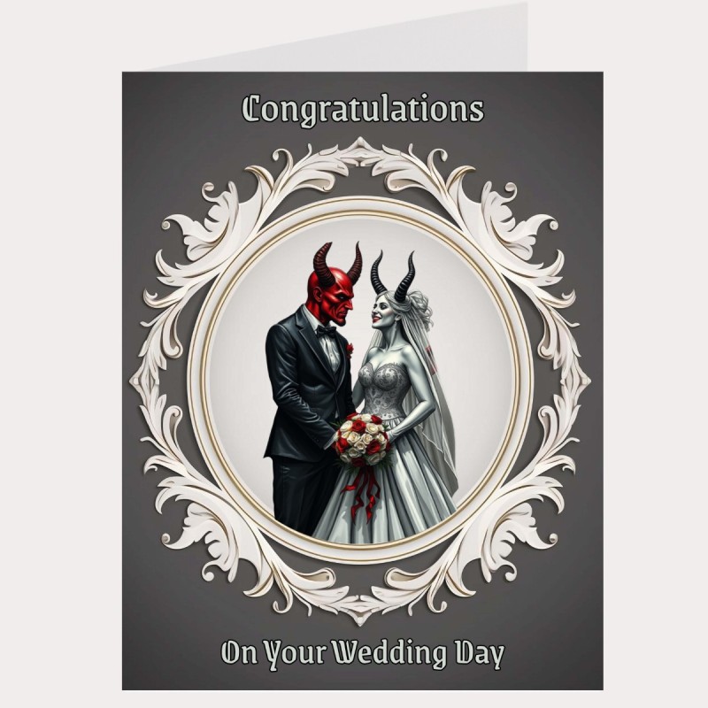 Large Gothic Devil Wedding Day Card & Gift Tag/ Gothic, Alternative, Celebration, Wedding