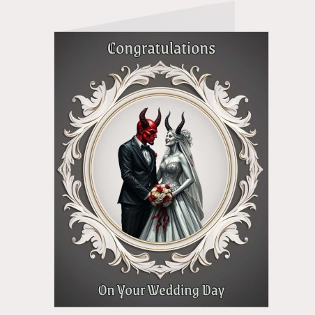 Large Gothic Devil Wedding Day Card & Gift Tag/ Gothic, Alternative, Celebration, Wedding