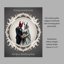 Large Gothic Devil Wedding Day Card & Gift Tag/ Gothic, Alternative, Celebration, Wedding