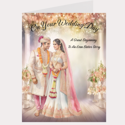 Large Indian Wedding Day Card & Gift Tag Approx 11x8"/ Celebration, Marriage,