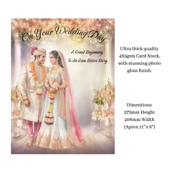 Large Indian Wedding Day Card & Gift Tag Approx 11x8"/ Celebration, Marriage,