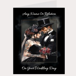 Large Personalised Gothic Style Wedding Day Card & Gift Tag/ Alternative Wedding