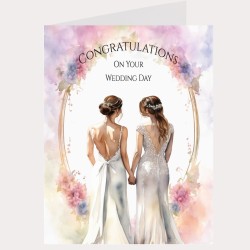 Lesbian, LGBT, Bride, Gay Wedding Day Card & Gift Tag -Large Size, Approx 11x8"