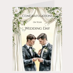 Gay, LGBT, Groom Wedding Day Card & Gift Tag -Large Size, Approx 11x8", Same Sex