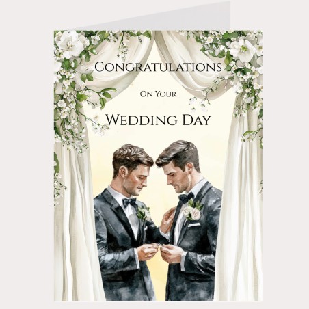 Gay, LGBT, Groom Wedding Day Card & Gift Tag -Large Size, Approx 11x8", Same Sex