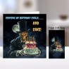 Birthday Card with Matching Gift Tag /Gothic theme, Skeleton, Cake, Alternative