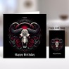 Taurus Birthday Card & Matching Gift Tag /Zodiac, Gothic theme, Alternative
