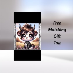 Goth Emo Highland Cow Card with Matching Gift Tag, Gothic Theme, Highland Cow,