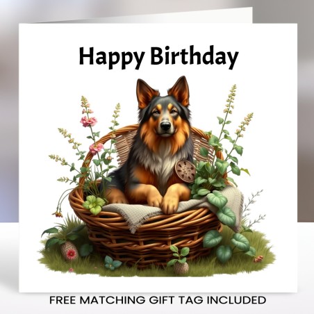 German Shepherd Birthday Card with Matching Gift Tag/ Dog