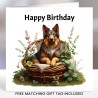 German Shepherd Birthday Card with Matching Gift Tag/ Dog